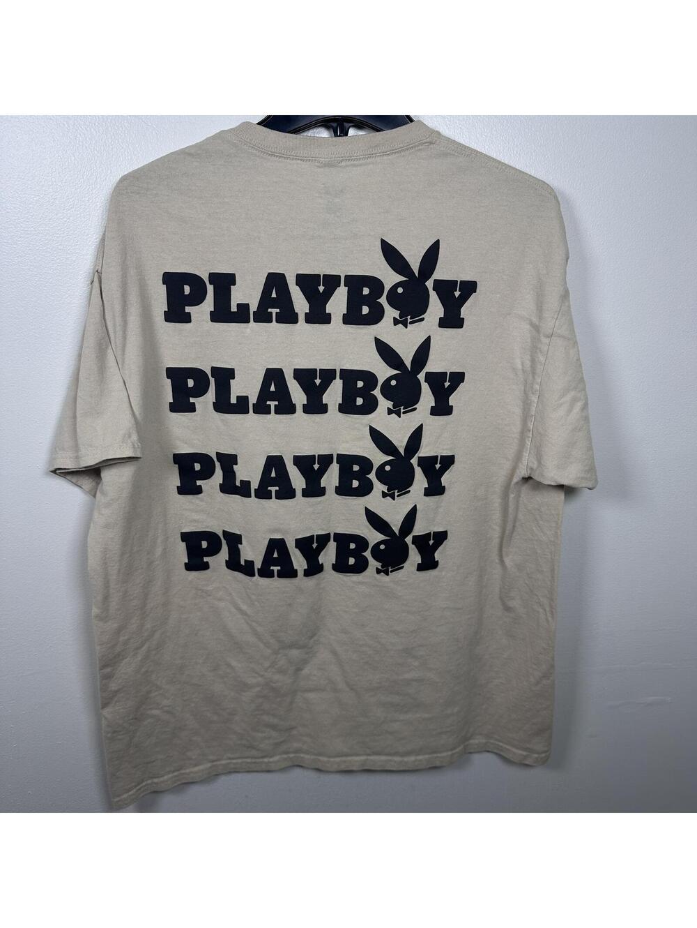 Playboy Graphic Logo T-Shirt XL Beige Cotton